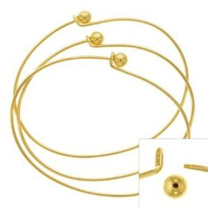 60 Gold Plated Wire Beading Bangle Bracelets with Ball---Add-A-Bead BWE68GP---60